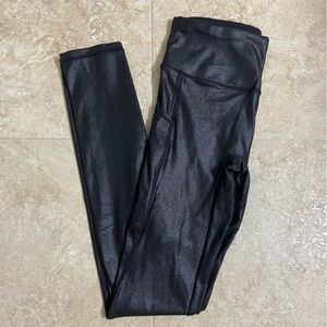 Black faux leather leggings